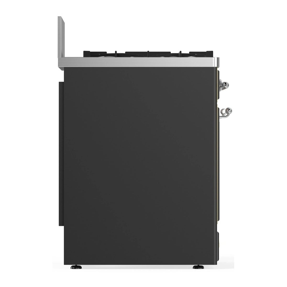 Graphite matte range rear panel view with mounting hardware and feet