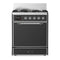 ILVE Majestic III 30-inch Dual Fuel Range with 5 Natural Gas Burner and Solid Door Electric Oven in Graphite Matte with Chrome Trim (UM30QNR3MGC)