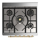 ILVE Majestic III 30-inch Dual Fuel Range with 5 Natural Gas Burner and Solid Door Electric Oven in Graphite Matte with Brass Trim (UM30QNR3MGG)