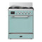 ILVE Majestic III 30-inch Dual Fuel Range with 5 Liquid Propane Burner and Solid Door Electric Oven in Mediterranean Mint with Chrome Trim (UM30QNR3MMCLP)