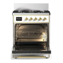 ILVE Majestic III 30-inch Dual Fuel Range with 5 Natural Gas Burner and Solid Door Electric Oven in RAL with Brass Trim (UM30QNR3RAG)