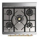 ILVE Majestic III 30-inch Dual Fuel Range with 5 Liquid Propane Burner and Solid Door Electric Oven in RAL with Brass Trim (UM30QNR3RAGLP)