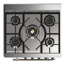 ILVE Majestic III 30-inch Dual Fuel Range with 5 Natural Gas Burner and Solid Door Electric Oven in Stainless Steel with Burnished Trim (UM30QNR3SSB)