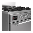 ILVE Majestic III 30-inch Dual Fuel Range with 5 Natural Gas Burner and Solid Door Electric Oven in Stainless Steel with Chrome Trim (UM30QNR3SSC)