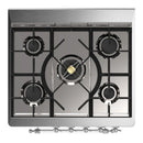 ILVE Majestic III 30-inch Dual Fuel Range with 5 Natural Gas Burner and Solid Door Electric Oven in Stainless Steel with Chrome Trim (UM30QNR3SSC)