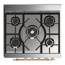 ILVE Majestic III 30-inch Dual Fuel Range with 5 Natural Gas Burner and Solid Door Electric Oven in Stainless Steel with Copper Trim (UM30QNR3SSP)