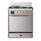 ILVE Majestic III 30-inch Dual Fuel Range with 5 Liquid Propane Burner and Solid Door Electric Oven in Stainless Steel with Copper Trim (UM30QNR3SSPLP)