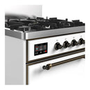 ILVE Majestic III 30-inch Dual Fuel Range with 5 Natural Gas Burner and Solid Door Electric Oven in White with Burnished Trim (UM30QNR3WHB)