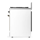 ILVE Majestic III 30-inch Dual Fuel Range with 5 Natural Gas Burner and Solid Door Electric Oven in White with Burnished Trim (UM30QNR3WHB)