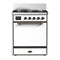 ILVE Majestic III 30-inch Dual Fuel Range with 5 Liquid Propane Burner and Solid Door Electric Oven in White with Burnished Trim (UM30QNR3WHBLP)