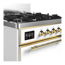 ILVE Majestic III 30-inch Dual Fuel Range with 5 Liquid Propane Burner and Solid Door Electric Oven in White with Brass Trim (UM30QNR3WHGLP)