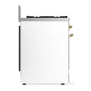 ILVE Majestic III 30-inch Dual Fuel Range with 5 Liquid Propane Burner and Solid Door Electric Oven in White with Brass Trim (UM30QNR3WHGLP)