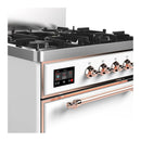 ILVE Majestic III 30-inch Dual Fuel Range with 5 Liquid Propane Burner and Solid Door Electric Oven in White with Copper Trim (UM30QNR3WHPLP)