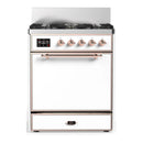 ILVE Majestic III 30-inch Dual Fuel Range with 5 Liquid Propane Burner and Solid Door Electric Oven in White with Copper Trim (UM30QNR3WHPLP)