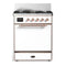 ILVE Majestic III 30-inch Dual Fuel Range with 5 Liquid Propane Burner and Solid Door Electric Oven in White with Copper Trim (UM30QNR3WHPLP)