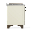 ILVE Majestic III 36-inch Dual Fuel Range with 6 Natural Gas Burner, Griddle and Triple Glass Door Electric Oven in Antique White with Burnished Trim (UM36FNR3AWB)