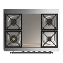 ILVE Majestic III 36-inch Dual Fuel Range with 5 Liquid Propane Burner, Griddle and Triple Glass Door Electric Oven in Antique White with Burnished Trim (UM36FNR3AWBLP)