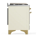 ILVE Majestic III 36-inch Dual Fuel Range with 5 Liquid Propane Burner, Griddle and Triple Glass Door Electric Oven in Antique White with Brass Trim (UM36FNR3AWGLP)