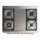 ILVE Majestic III 36-inch Dual Fuel Range with 6 Natural Gas Burner, Griddle and Triple Glass Door Electric Oven in Antique White with Copper Trim (UM36FNR3AWP)