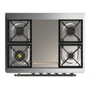 ILVE Majestic III 36-inch Dual Fuel Range with 5 Liquid Propane Burner, Griddle and Triple Glass Door Electric Oven in Blue Grey with Burnished Trim (UM36FNR3BGBLP)