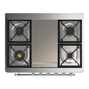 ILVE Majestic III 36-inch Dual Fuel Range with 6 Natural Gas Burner, Griddle and Triple Glass Door Electric Oven in Blue Grey with Chrome Trim (UM36FNR3BGC)