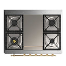 ILVE Majestic III 36-inch Dual Fuel Range with 6 Natural Gas Burner, Griddle and Triple Glass Door Electric Oven in Blue Grey with Brass Trim (UM36FNR3BGG)