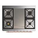 ILVE Majestic III 36-inch Dual Fuel Range with 5 Liquid Propane Burner, Griddle and Triple Glass Door Electric Oven in Blue Grey with Copper Trim (UM36FNR3BGPLP)
