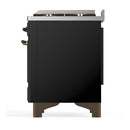 ILVE Majestic III 36-inch Dual Fuel Range with 6 Natural Gas Burner, Griddle and Triple Glass Door Electric Oven in Glossy Black with Burnished Trim (UM36FNR3BKB)