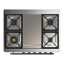 ILVE Majestic III 36-inch Dual Fuel Range with 6 Natural Gas Burner, Griddle and Triple Glass Door Electric Oven in Glossy Black with Burnished Trim (UM36FNR3BKB)