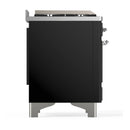 ILVE Majestic III 36-inch Dual Fuel Range with 5 Liquid Propane Burner, Griddle and Triple Glass Door Electric Oven in Glossy Black with Chrome Trim (UM36FNR3BKCLP)