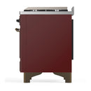 ILVE Majestic III 36-inch Dual Fuel Range with 6 Natural Gas Burner, Griddle and Triple Glass Door Electric Oven in Burgundy with Burnished Trim (UM36FNR3BUB)