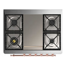 ILVE Majestic III 36-inch Dual Fuel Range with 6 Natural Gas Burner, Griddle and Triple Glass Door Electric Oven in Burgundy with Copper Trim (UM36FNR3BUP)