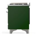 ILVE Majestic III 36-inch Dual Fuel Range with 6 Natural Gas Burner, Griddle and Triple Glass Door Electric Oven in Emerald Green with Chrome Trim (UM36FNR3EGC)