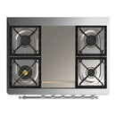 ILVE Majestic III 36-inch Dual Fuel Range with 6 Natural Gas Burner, Griddle and Triple Glass Door Electric Oven in Emerald Green with Chrome Trim (UM36FNR3EGC)