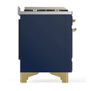 ILVE Majestic III 36-inch Dual Fuel Range with 6 Natural Gas Burner, Griddle and Triple Glass Door Electric Oven in Blue Grey with Brass Trim (UM36FNR3MBG)