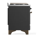 ILVE Majestic III 36-inch Dual Fuel Range with 5 Liquid Propane Burner, Griddle and Triple Glass Door Electric Oven in Graphite Matte with Burnished Trim (UM36FNR3MGBLP)