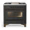 ILVE Majestic III 36-inch Dual Fuel Range with 5 Liquid Propane Burner, Griddle and Triple Glass Door Electric Oven in Graphite Matte with Burnished Trim (UM36FNR3MGBLP)