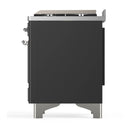 ILVE Majestic III 36-inch Dual Fuel Range with 6 Natural Gas Burner, Griddle and Triple Glass Door Electric Oven in Graphite Matte with Chrome Trim (UM36FNR3MGC)