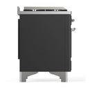 ILVE Majestic III 36-inch Dual Fuel Range with 6 Natural Gas Burner, Griddle and Triple Glass Door Electric Oven in Graphite Matte with Chrome Trim (UM36FNR3MGC)