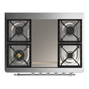ILVE Majestic III 36-inch Dual Fuel Range with 5 Liquid Propane Burner, Griddle and Triple Glass Door Electric Oven in Graphite Matte with Chrome Trim (UM36FNR3MGCLP)