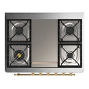 ILVE Majestic III 36-inch Dual Fuel Range with 6 Natural Gas Burner, Griddle and Triple Glass Door Electric Oven in Graphite Matte with Brass Trim (UM36FNR3MGG)