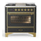 ILVE Majestic III 36-inch Dual Fuel Range with 6 Natural Gas Burner, Griddle and Triple Glass Door Electric Oven in Graphite Matte with Brass Trim (UM36FNR3MGG)