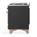ILVE Majestic III 36-inch Dual Fuel Range with 6 Natural Gas Burner, Griddle and Triple Glass Door Electric Oven in Graphite Matte with Copper Trim (UM36FNR3MGP)