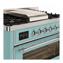 ILVE Majestic III 36-Inch Dual Fuel Range with 6 Black Brass Burners and Griddle, Dual Function Burner up to 25,000 BTU, Triple Glass, Mediterranean Mint, Chrome (UM36FNR3MMC)