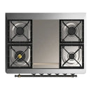 ILVE Majestic III 36-inch Dual Fuel Range with 5 Liquid Propane Burner, Griddle and Triple Glass Door Electric Oven in RAL with Burnished Trim (UM36FNR3RABLP)