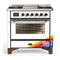 ILVE Majestic III 36-inch Dual Fuel Range with 6 Natural Gas Burner, Griddle and Triple Glass Door Electric Oven in RAL with Burnished Trim (UM36FNR3RAB)