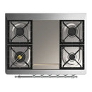 ILVE Majestic III 36-inch Dual Fuel Range with 6 Natural Gas Burner, Griddle and Triple Glass Door Electric Oven in RAL with Chrome Trim (UM36FNR3RAC)