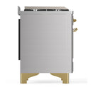 ILVE Majestic III 36-inch Dual Fuel Range with 6 Natural Gas Burner, Griddle and Triple Glass Door Electric Oven in Stainless Steel with Brass Trim (UM36FNR3SSG)