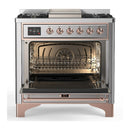 ILVE Majestic III 36-inch Dual Fuel Range with 5 Liquid Propane Burner, Griddle and Triple Glass Door Electric Oven in Stainless Steel with Copper Trim (UM36FNR3SSPLP)