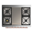 ILVE Majestic III 36-inch Dual Fuel Range with 6 Natural Gas Burner, Griddle and Triple Glass Door Electric Oven in Stainless Steel with Copper Trim (UM36FNR3SSP)